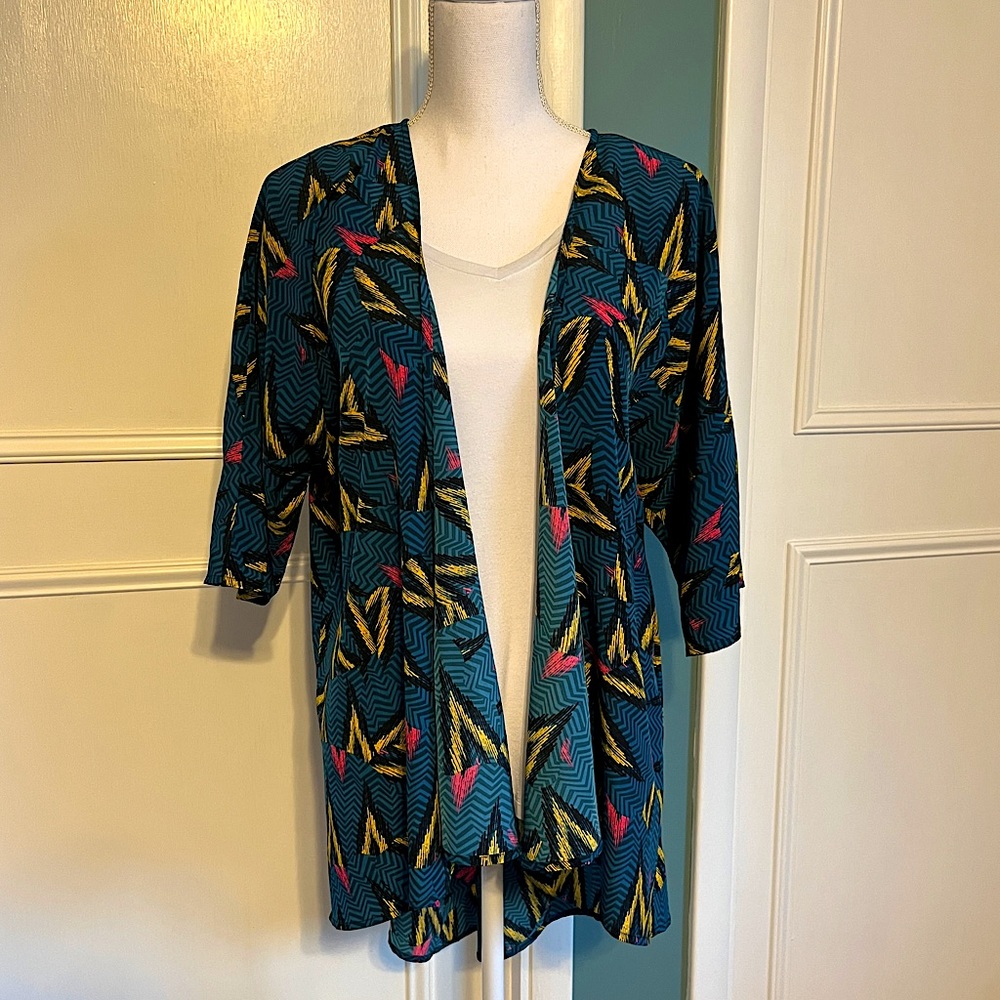 LuLaRoe Teal Lindsay Kimono